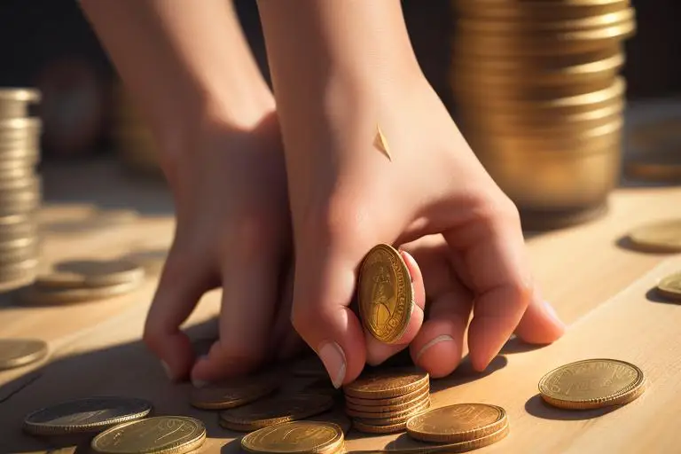 A pair of hands protecting a pile of coins