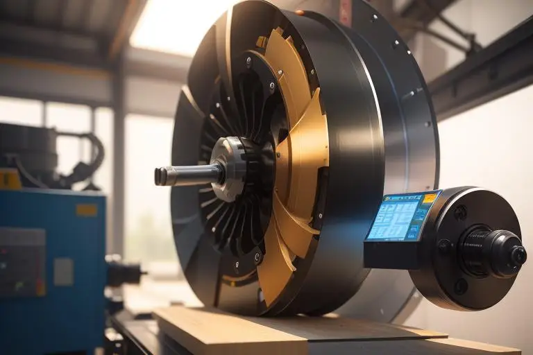 Image of machining process with a wheel being precisely honed.