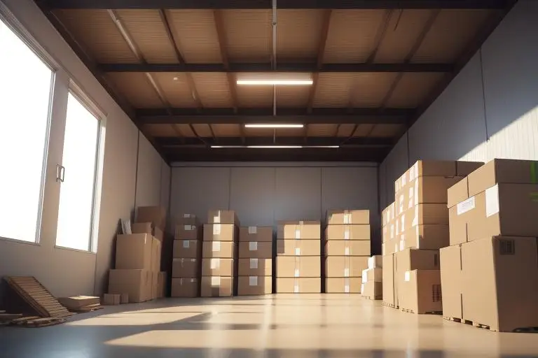 Warehouse with optimized space utilization.