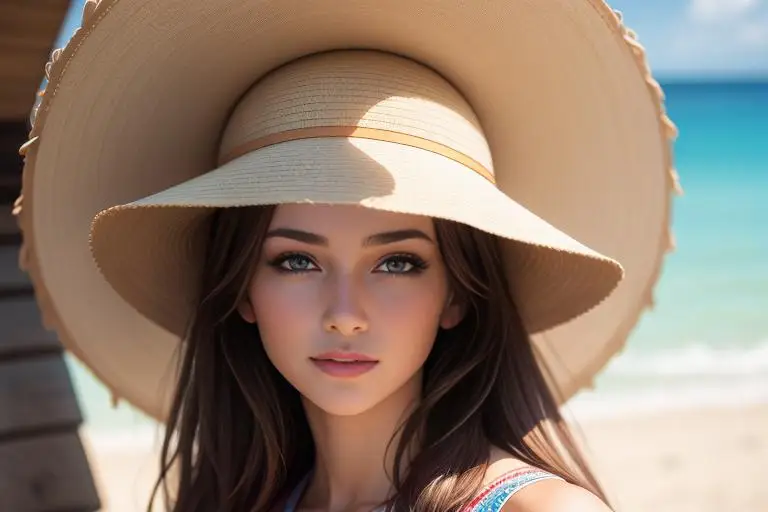 Wide brim hat with a summer outfit